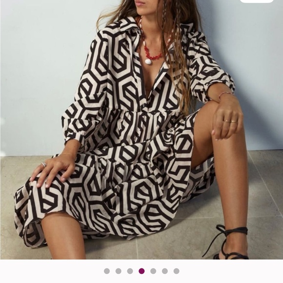 Zara Geometric Print Cotton Dress - Picture 8 of 10
